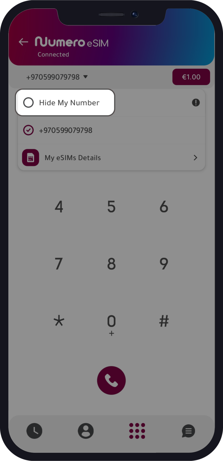 Numero eSIM App - How To Activate Private Number In Numero eSIM